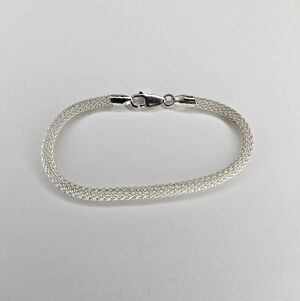Italian 925 Sterling Silver Round Mesh Chain Bracelet 7 3/4 Inch 6.8 Grams